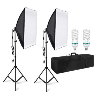 China 50x70cm Portable Soft Box Lighting Kit Photographic Equipment Light Stand With E27 Socket 85W Photo Studio Lights for sale