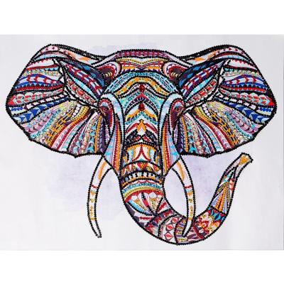 China Modern Handmade Crystal Wall Art DIY Diamond Painting Elephant Special Shaped Animal Head For Home Decor for sale