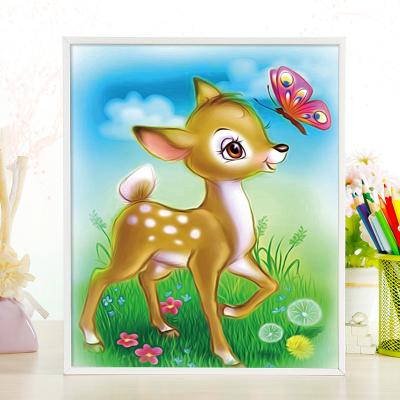 China Mini Frame 25*30CM Animal Educational White Diamond DIY Toy Animal Painting Deer Lowest Price Deer For Children for sale