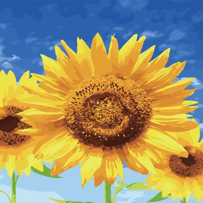 China Environmental Materials 40x50cm Oil Painting By Numbers On Canvas Sun Flowers Nature Pictures Room Decoration Diy Painting for sale