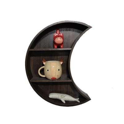 China 2021 Floating (Height) New Product Adjustable Wooden Wall Mounted Moon Nut Storage Shelf for sale