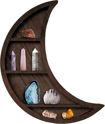 China Eco-Friendly Wooden Display Moon Wall Decor - 4 Tier Storage Wall Mounted Floating Shelves for sale