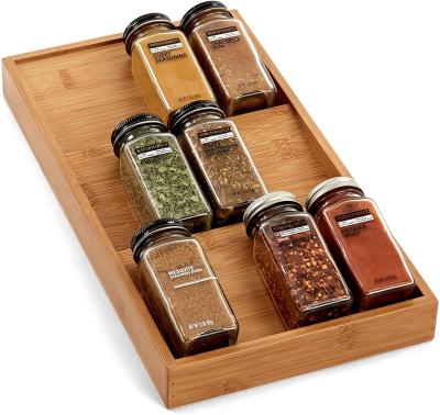 China Eco-friendly rustic decorative wooden revolving spice rack includes 60 jars for storing spice for sale