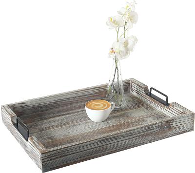 China Large Tray Comfortable Carrying Eco-friendly Wooden Serving Tray for Home Decoration for sale