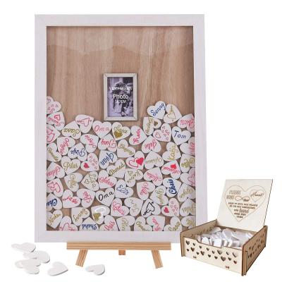 China Home Decoration Hearts Wedding Gift Wooden Alternative Loving Guest Book for sale