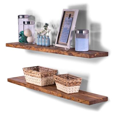 China Sustainable Modern Rustic Farmhouse 2 Wood Wall Set Shelves Rustic Wood Shelf For Room Decor for sale