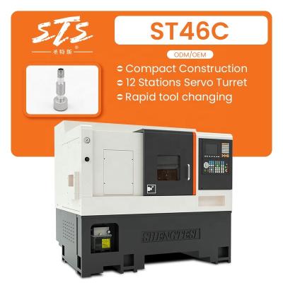 China Building Material Shops ST46C Compact Construction Slope Bed CNC Lathe Machine 12 Stations Turret Servo CNC Lathe with Quick Tool Change for sale