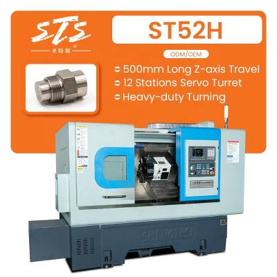 China Building Material Shops Servo Turret With Chip Conveyor ST52H Oil Mist Collector CNC Lathe for sale