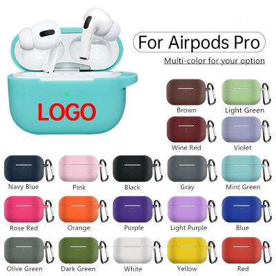 China For Custom LOGO Luxury Designer Soft Silicone Earphone Cover Device Shockproof Case With Carabiner For Airpods Pro Case With Hook for sale