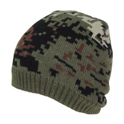 China COMMON Cuffless Navy Digital Military Camouflage Knit Beanie Women Men Warm Faux Fur Winter Hat Best Wholesale for sale