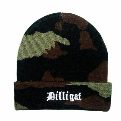 China Wholesale Custom Logo Women's Skullies Unisex Acrylic Winter Beanie Cap Men Camouflage Cuff COMMON Embroidery Knitted Hat for sale