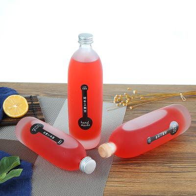 China Beverage Factory Outlets 330ml 500ml Transparent Frosted Thick Bottom Empty Wine Drinks Glass Bottle for sale