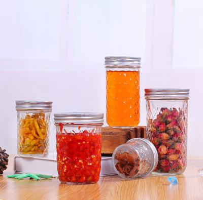 China Freshness Preservation 125ml 250ml 350ml 500ml 650ml Diamond Shaped Wide Mouth Empty Glass Mason Jar For Jam Food Canning Storage for sale