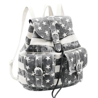 China Other Hot Sales Canvas Backpack With National Flags College School Fashion Vegan Canvas Backpack Large Canvas Tote Bag for sale