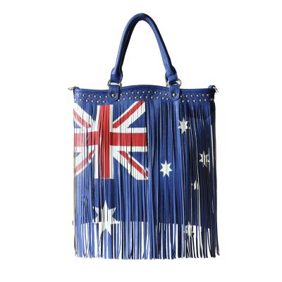 China 2022 waterproof new designer Famous Australia National PU tassel shoulder bag for female all national flag bag for sale