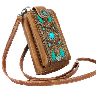 China New waterproof ladies cross - body bag with zipper leather phone bags, western brand mobile phone bag women pinch for sale