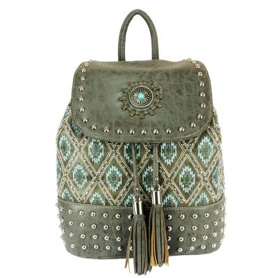 China 2022 New Design Retro Waterproof Bohemian Backpack For Girl Lady Western Style PU Leather Drawstring Open Travel Backpack for sale