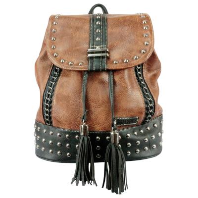 China New Design Custom Western Style PU Waterproof Leather Women's Backpacks With Tassel for sale