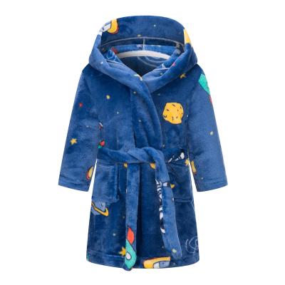 China Colorful Organic Fuzzy Children Bathrobe 100% Polyester Flannel Unisex Kids Bathrobe Colorful QUICK DRY for sale