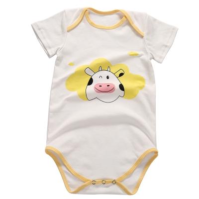 China Custom Print 100% Short Sleeve Baby Romper Print Baby Rompers Flame Retardant Cute Cotton Baby Clothes for sale