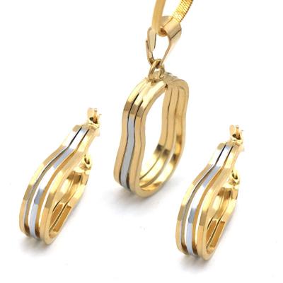 China New arrival CLASSIC wholesale price three lines 8 shape design silver and gold two color earrings and pendants for women for sale