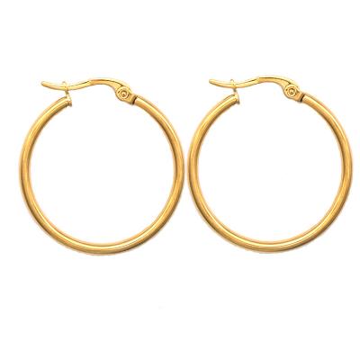 China Vintage Stainless Steel Hoop Earrings Gold Color Around Women Hoop Earrings Shape Jewelry Accessories for sale