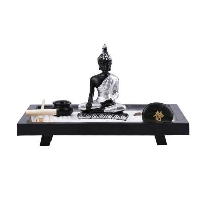 China Custom Japanese Meditation Mini Zen Sand Garden For Desk Japan Religious Craft Desk for sale