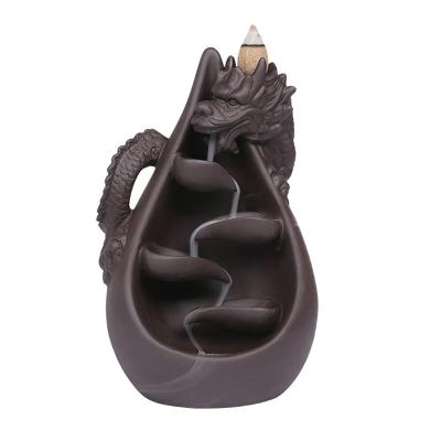 China Creative Chinese Dragon Incense Burner For Office Decor Chinese Incense Glazed Censer Backflow for sale