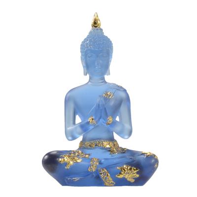 China China Religious Craft Mini Resin Amber Buddha Buda Statue Figurine Custom Sitting for sale