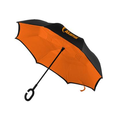 China Minimalist Orange Color Sun Pretecton Flip Up Umbrella With Double Layer for sale