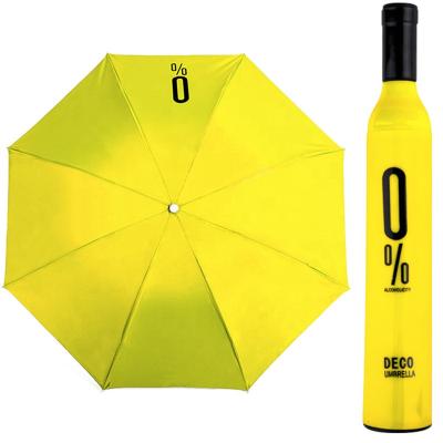 China Small Color Mini Compact Sun &Rain Free Travel Red Rose Wine Bottle 3 Folding Rain Umbrella With Case for sale