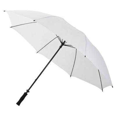 China 68 Inch Minimalist Plain Golf White Nylon Oversized Windproof Umbrella With EVA Foam Handle for sale