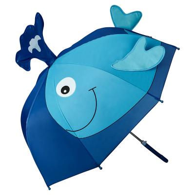 China Minimalist Happy Cartoon Cute 3D Blue Whale Printing Manual Opening Children Directly Raining Children's Small Umbrellas for sale