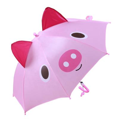 China Cute Minimalist 3d Design Pink Pig Kids Printing Upright Umbrella for sale