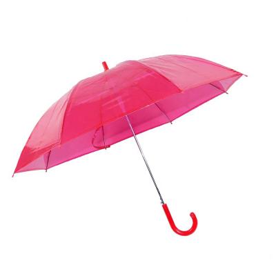 China Minimalist Metal Open Coated Frame Zinc Manual Stick Blue Color POE Kids Red Umbrella Small for sale