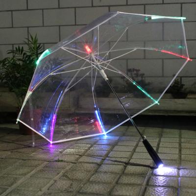 China LED Luminous Umbrella Umbralla Minimalist Automatic Straight Turn Signal Transparent Clear Clear With Light for sale