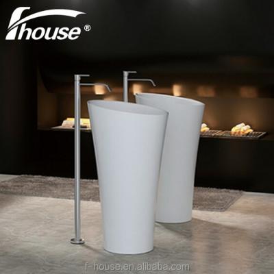 China Modern Solid Outdoor Bathroom Wash Basin Pedestal Sink Artificial Stone Wash Basin for sale