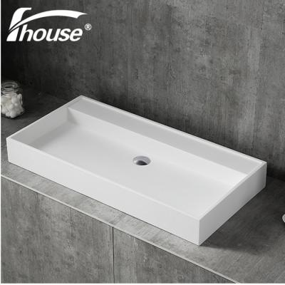 China Bathroom Solid Surface Solid Wash Basin Basin Rectangular Wall-Hung Sink for sale