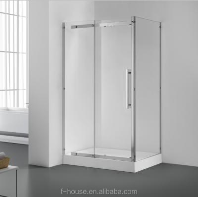 China Modern Special Simple Frame Design Elegant Two Frame Fixed One Sliding Door Rectangle Shape Shower Enclosure for sale