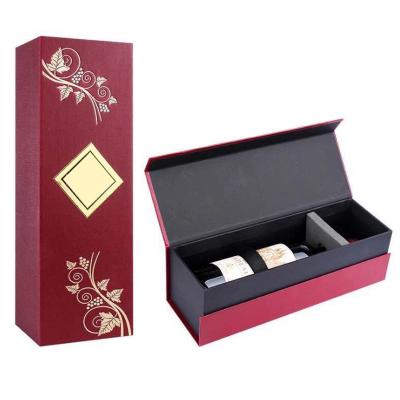 China Recycled Materials Customized Rigid Flip Cardboard Gift Wine Box With Foam for sale