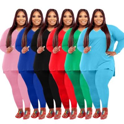 China QUICK DRY Plus Size Cotton Material Solid Color Summer Two Piece Outfits For Women for sale