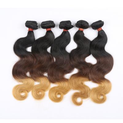 China Silky Straight Wave Hair Extensions 1B/4/27 3 Tone Color Ombre Hair Body Wave Bundles for sale