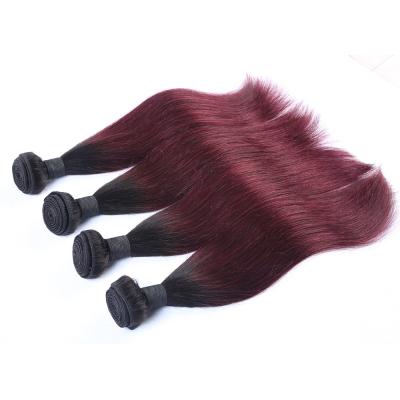 China Silky Straight Wave Weaves Peruvian Hair Bundles And Brazilian Hair 1B 99J Ombre Silky Straight Hair Bundles for sale