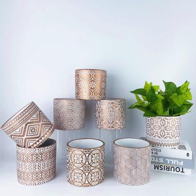 China Eco-Freindly Gold Factory Hot Selling Pots Around Ceramic Flower Pot Hot Selling Wholesale for sale