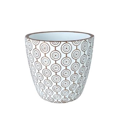 China Eco-Freindly Ceramic Round Gold Flower Pot Planter Pot Planter Garden Decoration for sale