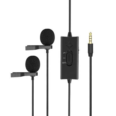 China Lav Mic Audio Recorders Phone Main Headset Lapel Microphone Dual Headset Microphone KT-C2D Camera Microphone For Conference Blogger Freelance Filmmaker for sale