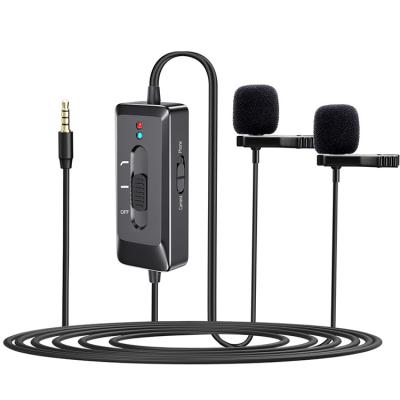 China Wholesale Lavalier Microphone MAMEN Dual Lavalier Microphone USB Charger Condenser Lavalier Microphone For Smartphone Camera for sale