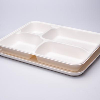 China Different Size 100% Disposable Compostable Biodegradable Take Out Bagasse Container-Four Grid for sale