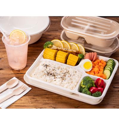 China 100% Disposable Hot Selling Compostable Biodegradable Bagasse Take Out Containers In Different Sizes - Four Grids for sale