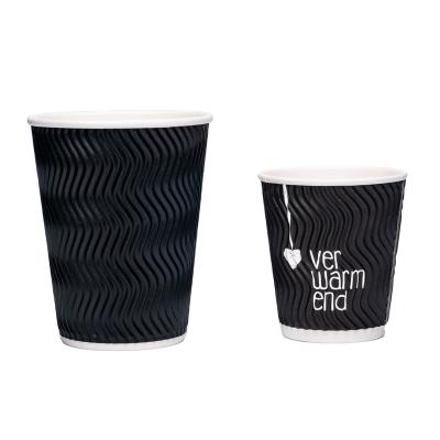 China Factory 4-16oz Disposable Paper Cup Disposable Paper Drinks Wave Wall Coffee Cup Eco-Friendly Custom Logo for sale